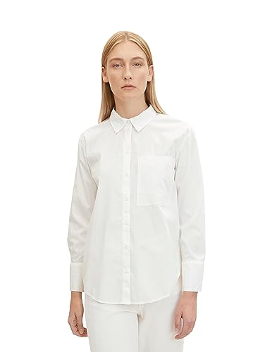 TOM TAILOR Damen Stretch Poplin Bluse mit Brusttasche, 10315 - Whisper White, 46 TOM TAILOR Damen Stretch Poplin Bluse mit Brusttasche, 10315 - Whisper White, 46 von TOM TAILOR