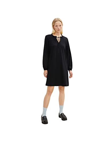 TOM TAILOR Damen 1034824 Kleid mit Raffdetail, 14482 - Deep Black, 36 von TOM TAILOR