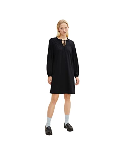 TOM TAILOR Damen 1034824 Kleid mit Raffdetail, 14482 - Deep Black, 40 von TOM TAILOR