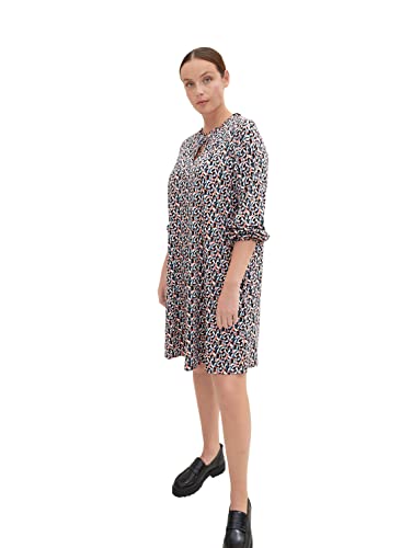 TOM TAILOR Damen 1034962 Plussize Kleid mit Raffdetail, 30719 - Small Abstract Shapes Design, 46 Große Größen von TOM TAILOR