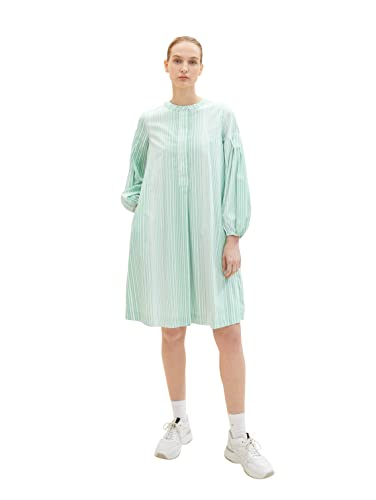 TOM TAILOR Damen 1035229 Blusenkleid mit Ballonärmel, 31129 - Green Gradient Stripe, 38 von TOM TAILOR