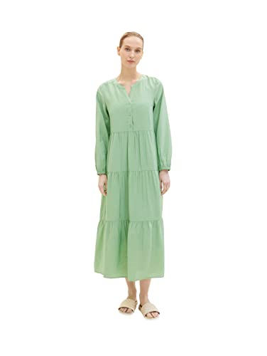 TOM TAILOR Damen 1035230 Maxikleid mit Volant, 31034 - Okra Green, 38 von TOM TAILOR