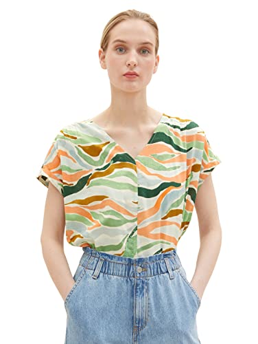 TOM TAILOR Damen 1035256 Bluse mit Muster, 31122 - Colorful Wavy Design, 40 von TOM TAILOR