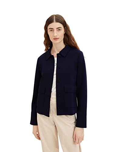 TOM TAILOR Damen 1035274 Blazer Jacke mit Taschen, 11331 - Atlantic Ocean Blue, XXL von TOM TAILOR