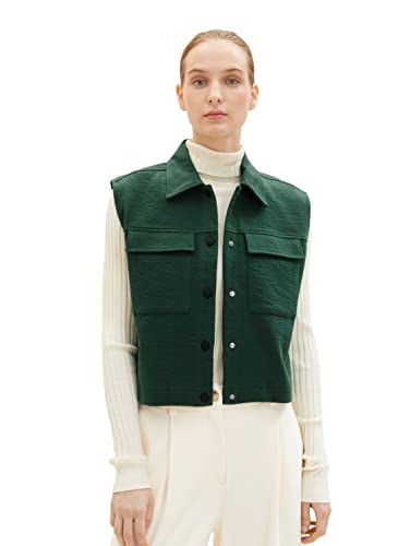 TOM TAILOR Damen 1035277 Blazer Weste, 18601 - Pineneedle Green, XS von TOM TAILOR