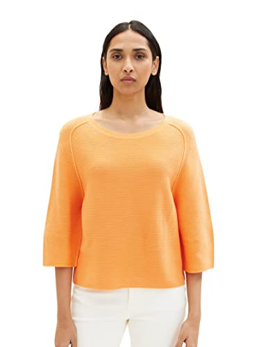 TOM TAILOR Damen 1035302 Basic Pullover, 29751 - Bright Mango Orange, L von TOM TAILOR