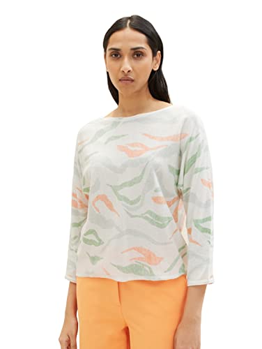 TOM TAILOR Damen 1035303 Pullover mit Muster, 31128 - Blue Colorful Wavy Knit Design, XL TOM TAILOR Damen 1035303 Pullover mit Muster, 31128 - Blue Colorful Wavy Knit Design, XL von TOM TAILOR