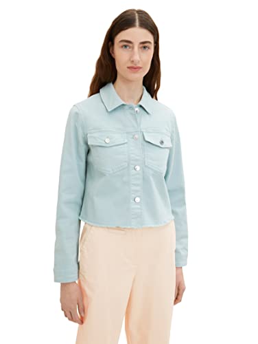 TOM TAILOR Damen 1035325 Basic Jeansjacke, 30463 - Dusty Mint Blue, M von TOM TAILOR