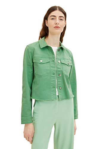 TOM TAILOR Damen 1035325 Basic Jeansjacke, 31034 - Okra Green, L von TOM TAILOR