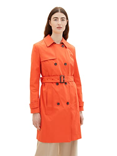 TOM TAILOR Damen 1035329 Basic Trenchcoat mit Gürtel, 15612 - Fever Red, XL von TOM TAILOR