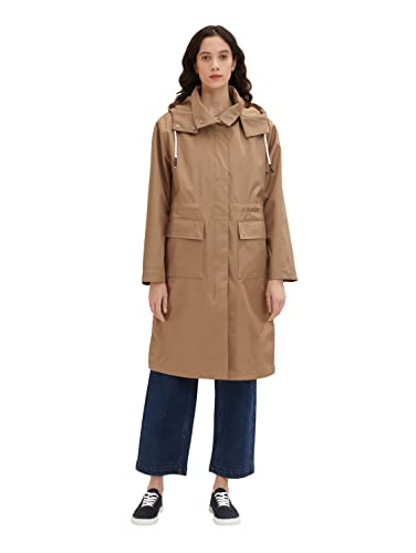 TOM TAILOR Damen 1035330 Regenmantel mit Kapuze, 12912 - Splashed Clay Beige, 3XL von TOM TAILOR