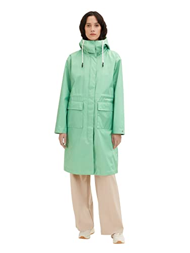 TOM TAILOR Damen 1035330 Regenmantel mit Kapuze, 31034 - Okra Green, L von TOM TAILOR