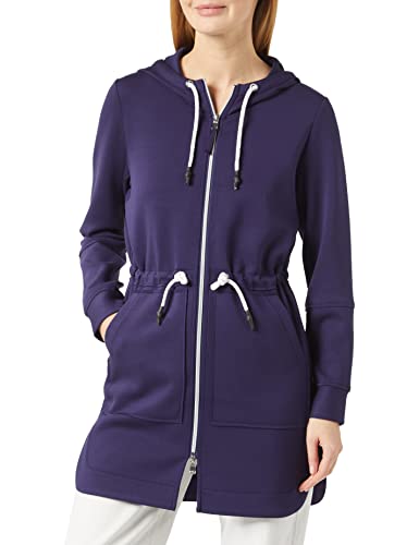 TOM TAILOR Damen 1035340 Lange Sweatjacke mit Kapuze, 11331 - Atlantic Ocean Blue, XS von TOM TAILOR