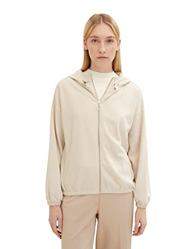 TOM TAILOR Damen 1035343 Sweatjacke mit Kapuze, 31391 - Beige Structured Design, L von TOM TAILOR