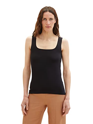 TOM TAILOR Damen 1035393 Basic Top, 14482 - Deep Black, XXS von TOM TAILOR