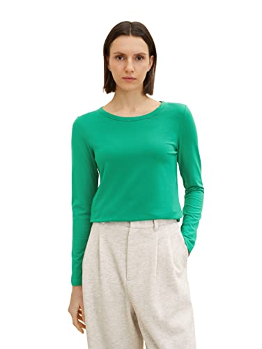 TOM TAILOR Damen 1035396 Basic Langarmshirt, 31032 - Vivid Leaf Green, 3XL von TOM TAILOR