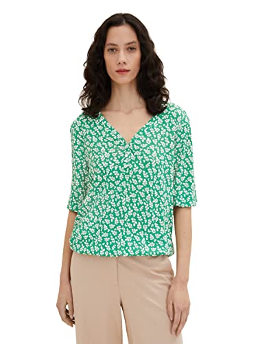 TOM TAILOR Damen 1035459 T-Shirt mit Muster, 31117 - Green Floral Design, XL von TOM TAILOR