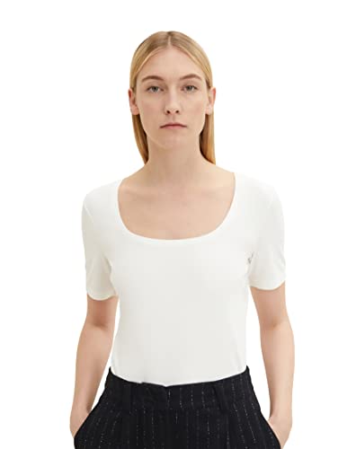 TOM TAILOR Damen 1035461 Basic T-Shirt, 10315 - Whisper White, 3XL von TOM TAILOR