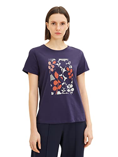 TOM TAILOR Damen 1035470 T-Shirt mit Print, 11331 - Atlantic Ocean Blue, XS TOM TAILOR Damen 1035470 T-Shirt mit Print, 11331 - Atlantic Ocean Blue, XS von TOM TAILOR