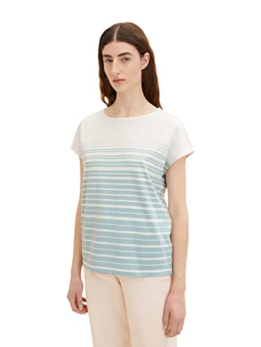 TOM TAILOR Damen 1035480 Loose Fit T-Shirt mit Streifen, 31328 - Blue Gradient Stripe, XL von TOM TAILOR