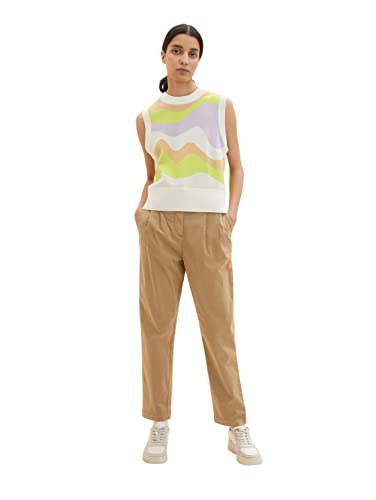 TOM TAILOR Damen 1035503 Paperbag Chino Hose mit Gürtel, 12912 - Splashed Clay Beige, 36W / 28L von TOM TAILOR