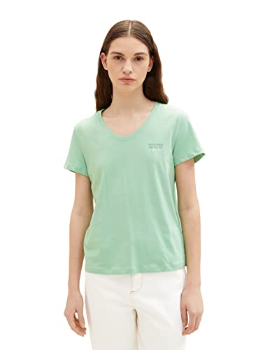 TOM TAILOR Damen 1035853 T-Shirt mit V-Ausschnitt, 31034 - Okra Green, XS von TOM TAILOR