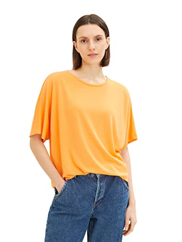 TOM TAILOR Damen 1035854 Basic T-Shirt mit Bindedetail, 29751 - Bright Mango Orange, XL von TOM TAILOR