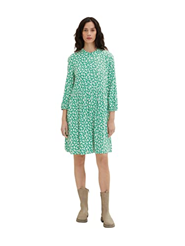 TOM TAILOR Damen 1035862 Kleid mit Muster & Knopfleiste, 31117 - Green Floral Design, 34 von TOM TAILOR