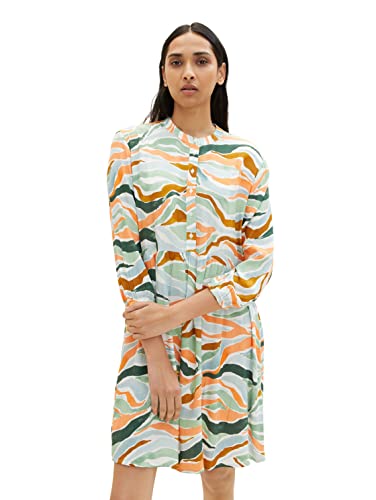 TOM TAILOR Damen 1035862 Kleid mit Muster & Knopfleiste, 31122 - Colorful Wavy Design, 40 von TOM TAILOR