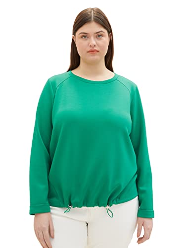 TOM TAILOR Damen 1035932 Plussize Pullover mit Gummizug, 31032 - Vivid Leaf Green, 54 Große Größen von TOM TAILOR