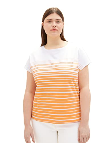 TOM TAILOR Damen 1035934 Plussize Loose Fit T-Shirt mit Streifen, 31575 - Orange Gradient Stripe, 54 Große Größen von TOM TAILOR