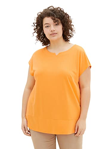 TOM TAILOR Damen 1035937 Plussize Blusen T-Shirt, 29751 - Bright Mango Orange, 52 Große Größen von TOM TAILOR