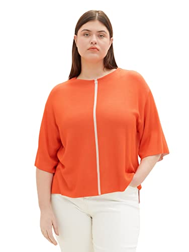 TOM TAILOR Damen 1035957 Plussize Pullover mit kurzem Arm, 15612 - Fever Red, 52 Große Größen von TOM TAILOR