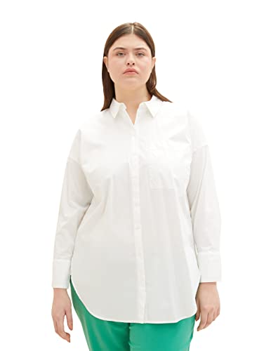 TOM TAILOR Damen 1035960 Plussize Hemdbluse mit Taschen, 10315 - Whisper White, 52 Große Größen von TOM TAILOR