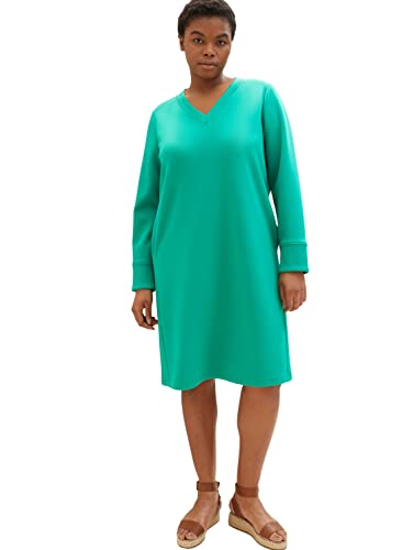 TOM TAILOR Damen 1035962 Plussize Basic Kleid, 31032 - Vivid Leaf Green, 54 Große Größen von TOM TAILOR