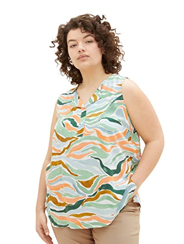 TOM TAILOR Damen 1035965 Plussize Bluse mit Muster, 31122 - Colorful Wavy Design, 48 Große Größen von TOM TAILOR