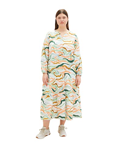 TOM TAILOR Damen 1035971 Plussize Maxikleid mit Volant, 31122 - Colorful Wavy Design, 48 Große Größen von TOM TAILOR