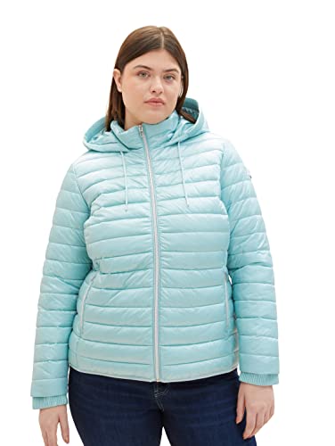 TOM TAILOR Damen 1036078 Plussize Hybrid Steppmantel mit Kapuze, 30463 - Dusty Mint Blue, 48 von TOM TAILOR