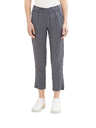 TOM TAILOR Damen 1036632 Hose, 22525 - Navy White Ornamental Design, 38W / 28L von TOM TAILOR