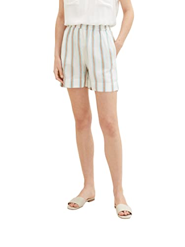 TOM TAILOR Damen 1036640 Bermuda Shorts, 31948 - Offwhite Brown Vertical Stripe, 34 von TOM TAILOR