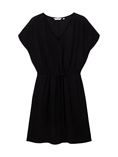 TOM TAILOR Damen 1036658 Kleid mit Struktur & Bindegürtel, 14482-Deep Black, 38 von TOM TAILOR