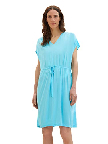 TOM TAILOR Damen 1036658 Kleid mit Struktur & Bindegürtel, 26007-Teal Radiance, 40 von TOM TAILOR