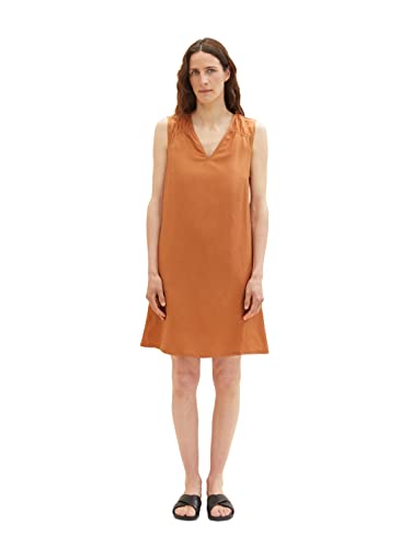 TOM TAILOR Damen 1036663 Leinen Kleid, 31650-Terracotta Brown, 36 von TOM TAILOR