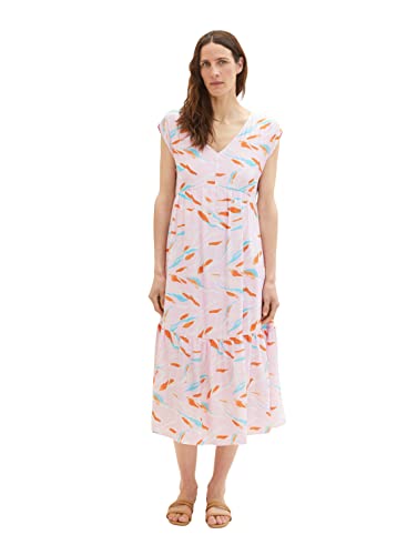 TOM TAILOR Damen 1036665 Maxikleid mit Muster, 31762-Lilac Abstract Leaf Design, 34 von TOM TAILOR