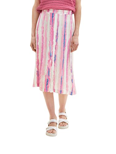 TOM TAILOR Damen 1036675 Midi Rock, 31722 - Pink Tie Dye Stripe, 36 von TOM TAILOR