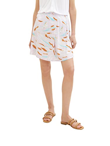 TOM TAILOR Damen 1036676 Mini Rock mit Muster, 31762-Lilac Abstract Leaf Design, 38 von TOM TAILOR