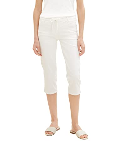 TOM TAILOR Damen 1036683 Alexa Capri Fit Hose, 10315-Whisper White, 36 von TOM TAILOR