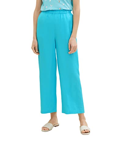 TOM TAILOR Damen 1036684 Culotte Hose aus Leinen, 26007-Teal Radiance, 44W / 28L von TOM TAILOR