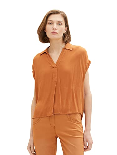 TOM TAILOR Damen 1036699 Bluse mit Crinkle-Struktur, 31650-Terracotta Brown, 38 von TOM TAILOR