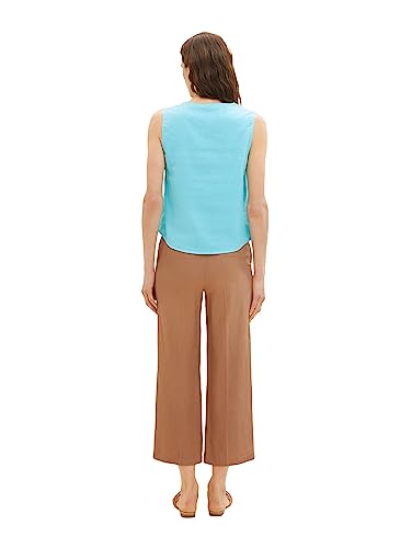 TOM TAILOR Damen 1036702 Leinen Blusen Top, 26007-Teal Radiance, 38 von TOM TAILOR